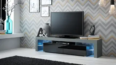 TV stolíky CAMA MEBLE Solo tv stolík sivá / čierny lesk