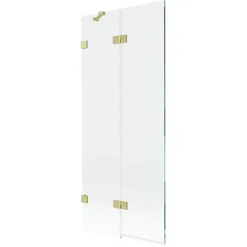 Sprchové dvere MEXEN/S - Lunar vaňová zástena 2-krídlová ľavá 80 x 150, transparent, zlatá kartáčovaná 897-080-100-55-00-L