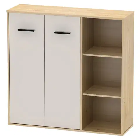 Regály a poličky KONDELA Maurus MA32 New skrinka s regálom dub artisan / kašmír