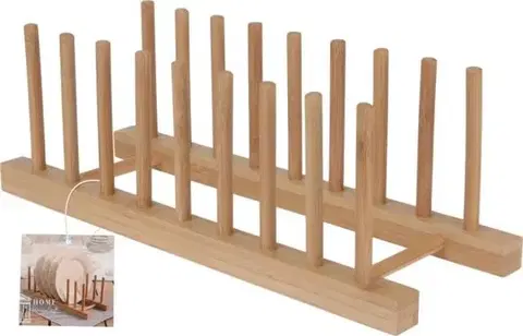 Odkvapkávače na riad Kinekus Stojan na taniere 340x125mm, bambus