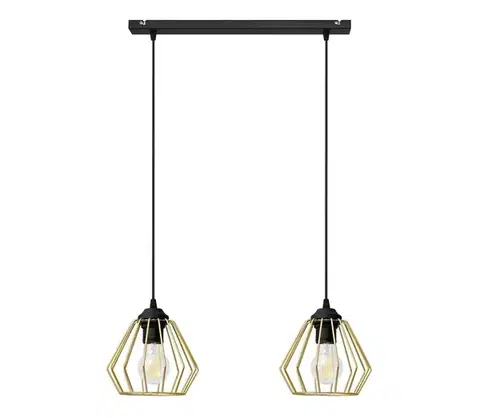 Svietidlá  Luster na lanku AGAT 2xE27/15W/230V zlatá/čierna W-L 1300/2 BK-B +GO MAT