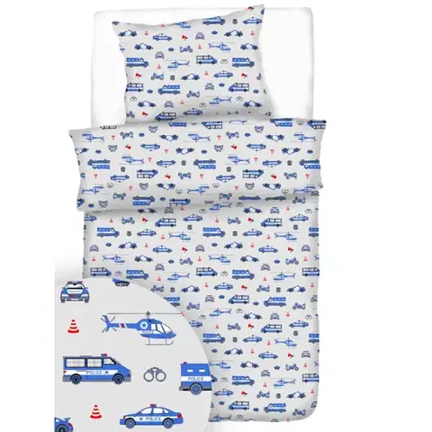 Detské obliečky Obliečky bavlnené Polícia TiaHome - Detský set 130x90cm + 65x45cm