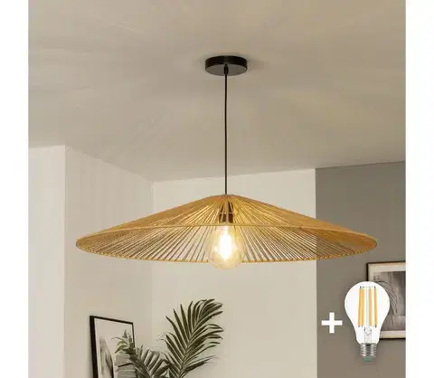 Svietidlá BRILAGI - LED luster na lanku CERIA BOHO 1xE27/40W/230V pr. 90 cm hnedý BG3987+EG781109
