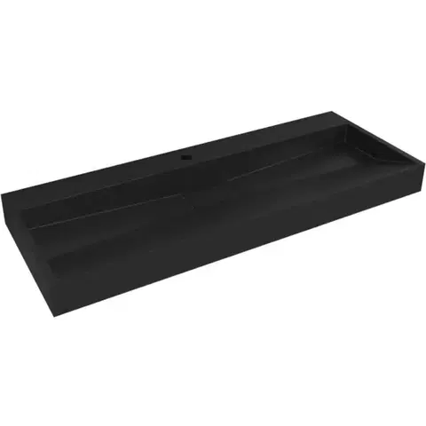 Umývadlá CERANO - Umývadlo z liateho mramoru Vita - nástenné aj na dosku - otvor pre batériu - čierna matná - 100x46 CER-479884