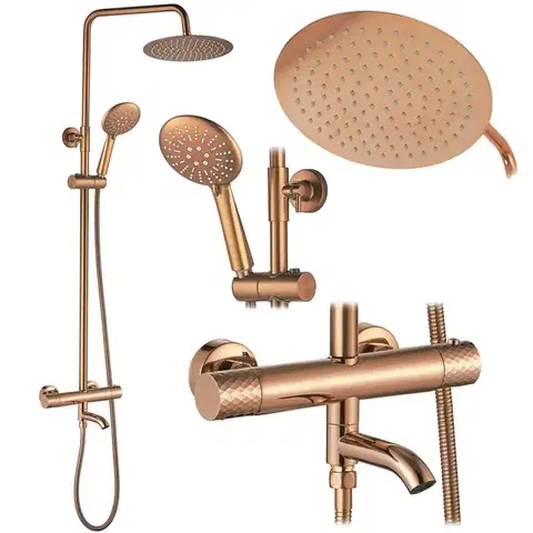 Sprchy a sprchové panely REA - Sprchová sada s termostatom LUNGO Diamond - Copper REA-P3300