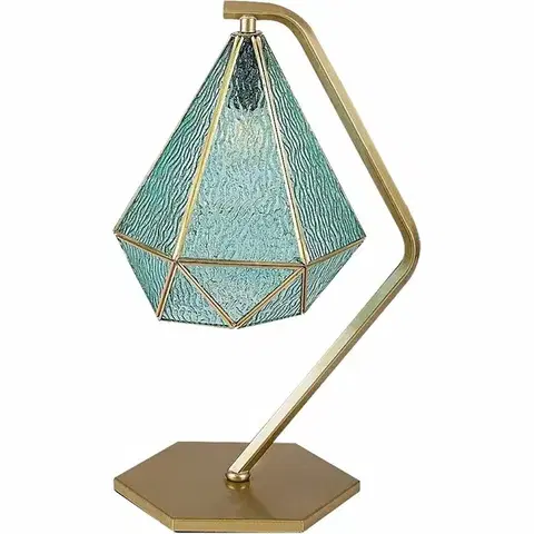 Lampičky Rabalux 74200 vintage stolná lampa Norah, zlato/modrá