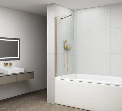 Sprchové dvere POLYSAN - FISA vaňová zástena 700x1500, zlato mat, číre sklo FS1072-G