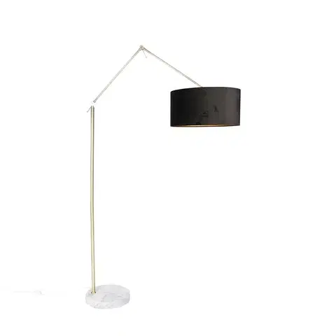 Stojace lampy Moderná stojaca lampa zlatý zamatový tienidlo čierna 50 cm - Editor