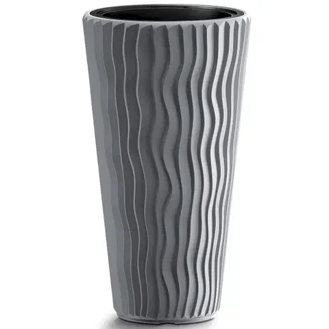 Kvetináče a truhlíky NABBI DPSP400 vysoký plastový kvetináč 39 cm sivý kameň