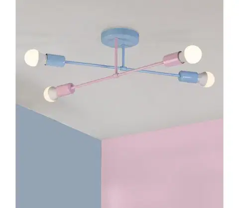 Svietidlá  Prisadený luster CAMBRIDGE 4xE27/15W/230V modrá/ružová W-2022/4 LBL+LPK