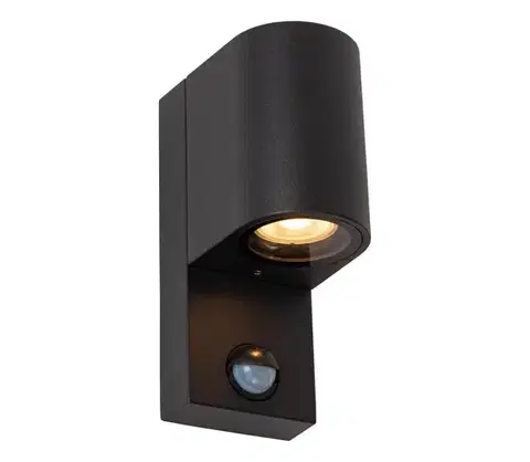 Svietidlá Lucide 69803/01/30 -Vonkajšie svietidlo so senzorom ZARO 1xGU10/7W/230V IP65 čierna 69803/01/30