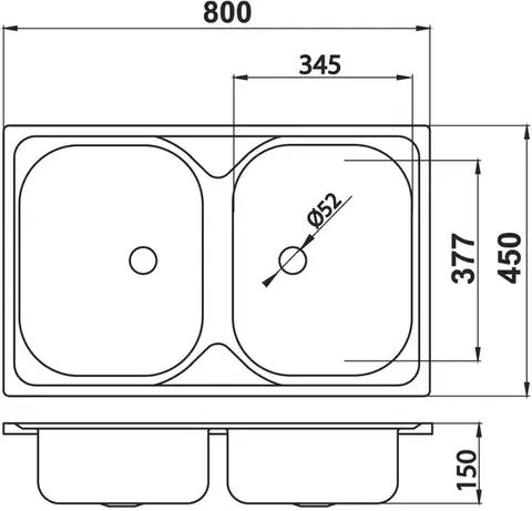 Kuchynské drezy NOVASERVIS NOVASERVIS - Drez 45x80 dvojitý nerez DR45/80