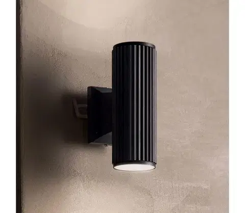 Svietidlá Ideal Lux - Vonkajšie nástenné svietidlo BASE 2xGU10/28W/230V IP44 čierna 129433