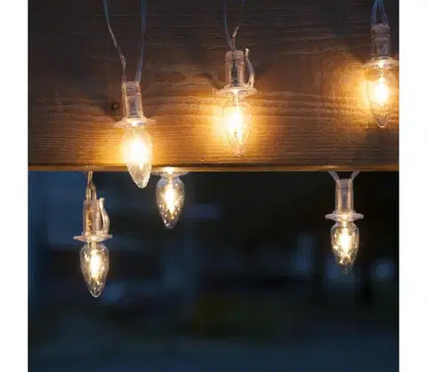 LED osvetlenie  Rozšíriteľná LED vonkajšia reťaz CONE FILAMENT 20xE10 14m číra/teplá biela IP44 192022.C.prodlouzeni