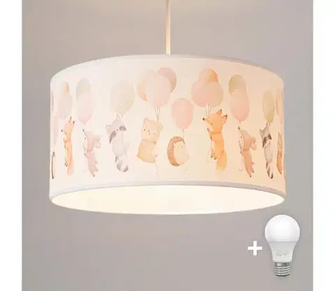 Svietidlá BRILAGI - LED detský luster na lanku BOBO 1xE27/60W/230V pr. 35 cm biely/s motívom zvieratiek 8590828051107