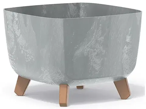 Kvetináče a truhlíky NABBI DGQL300E plastový kvetináč na nožičkách 29 cm sivý betón