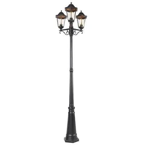 Vonkajšie svietidlá Vonkajšia lampa čierna 220 cm 3-svetlo IP44 - Havana