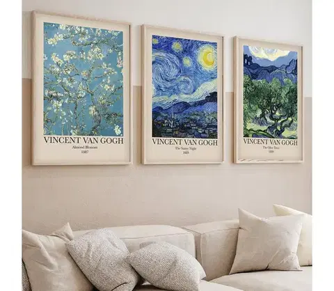 Obrazy  SADA 3x Obraz vo fotorámčeku 50x70 cm Vincent van Gogh 693BSE1978