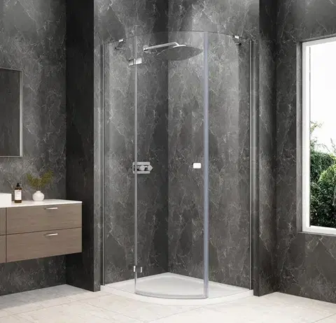 Sprchové dvere POLYSAN - GLOBE CHROME štvrťkruhová sprchová zástena 1000x800, číre sklo, ľavá GB2180LC