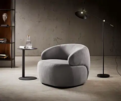 Lounge kreslá DELIFE Lounge kreslo Nova 88x88 cm mikrovlákno sivá