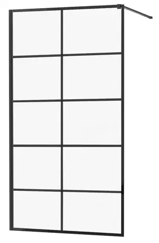 Sprchové dvere MEXEN/S - KIOTO Sprchová zástena WALK-IN 80x200 cm 8 mm, čierna, čierny vzor 1 800-080-101-70-77