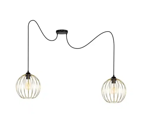 Svietidlá  Luster na lanku MATT 2xE27/60W/230V pavúk čierna/zlatá 0857