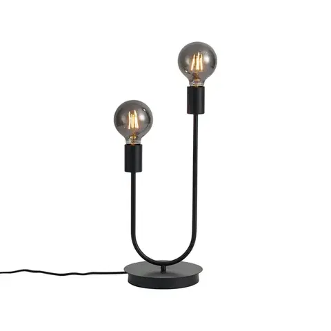 Stolné lampy Stolná lampa Art Deco čierna 2-svetlá - Tuning