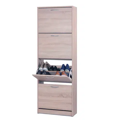 Nábytok do chodby Botník LINZ 4 výklopy dub