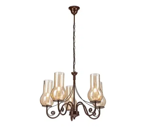 Svietidlá BRILAGI - LED Luster na reťazi COTTAGE 5xE14/40W/230V hnedá BG1514+5xBG2273
