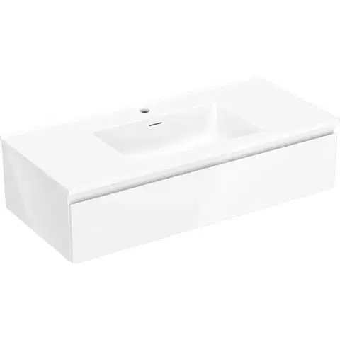 Kúpeľňový nábytok MEXEN/S - Orio kúpeľňová skrinka 100 cm s umývadlom Otis, 1 šuplík, biela lesk 91A10-10023-1-BF00-W18M00