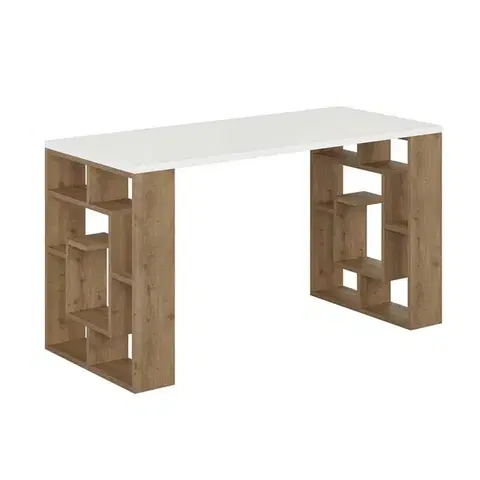 Konferenčné stolíky Pracovný stôl Maze White and Dark Oak