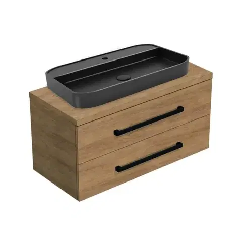 Kúpeľňový nábytok Kúpeľňová skrinka s umývadlom a krycou doskou SAT Cube Way 100x47,5x46 cm dub Hickory mat CUBE46C1003DHSAT40 CUBE46C1003DHSAT40