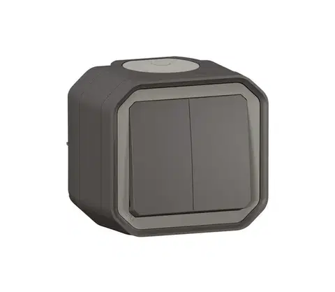 Predlžovacie káble Legrand - Dvojitý schodiskový vypínač č. 6+6 PLEXO IP55 antracit 069775L