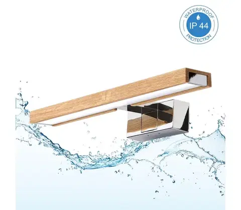 Kúpeľňové zrkadlá BRILAGI-LED Kúpeľňové osvetlenie zrkadla 3v1 WOODY MIRROR LED/8W/230V 40 cm IP44 chróm/dub 8590828039235