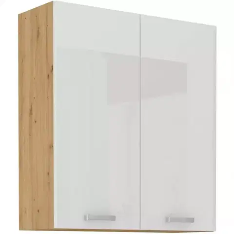 Kuchynské skrinky visiace Skrinka do kuchyne ARTISAN biela lesklá 80G-90 2F