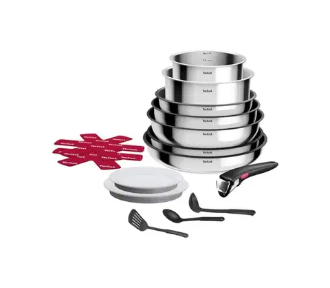 Panvice a hrnce Tefal - Súprava riadu 15 ks INGENIO COOK nerezová oceľ L881SF04