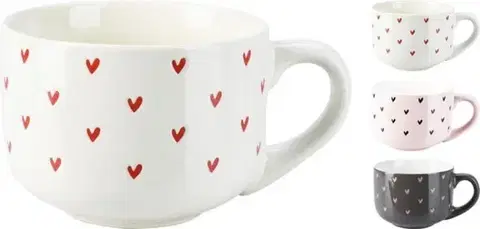 Hrnčeky a šálky Kinekus Hrnček keramický  450 ml srdiečka mix