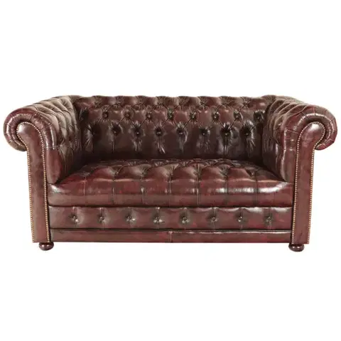 Sedacie súpravy Pohovka dvojmiestna Chesterfield Manchester z pravej hovädzej kože New Red