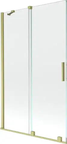 Sprchové dvere MEXEN/S - Velar Dvojkrídlová posuvná vaňová zástena 110 x 150, transparent, zlatá kartáčovaná 896-110-000-01-55
