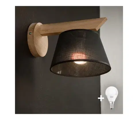 Svietidlá BRILAGI - LED  Nástenné svietidlo ANTHONY 1xE14/40W/230V dub/čierna 8590828610434