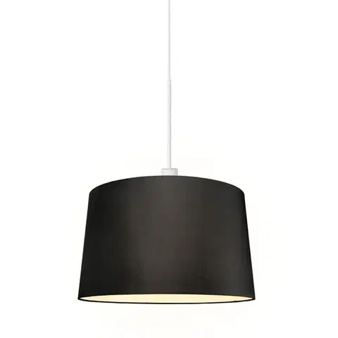 Závesné svietidlá Moderné závesné svietidlo biele s tienidlom 45 cm čierne - Combi 1