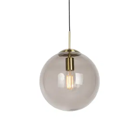 Závesné svietidlá Inteligentné závesné svietidlo mosadzné s dymovým sklom 30 cm vrátane WiFi ST64 - Ball