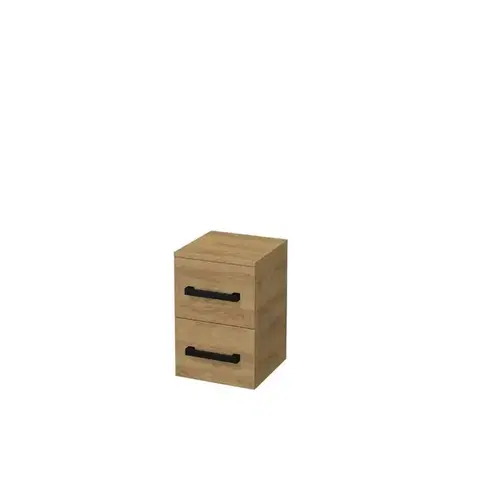 Kúpeľňový nábytok Kúpeľňová skrinka nízka s čiernou úchytkou SAT Cube Way 32,5x49,3x33 cm dub Hickory mat CUBE3CN32DH CUBE3CN32DH