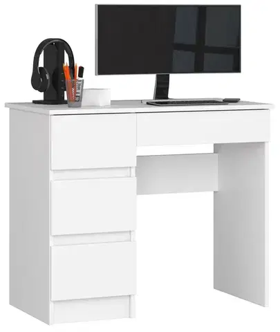 Písacie stoly Dizajnový písací stôl ZEUS90L, biely