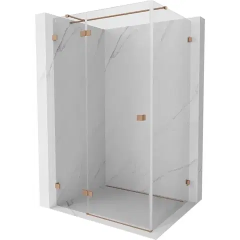 Sprchovacie kúty MEXEN/S - Lunar T sprchovací kút dvere krídlové ľavá 130 x 120, transparent, meď kartáčovaná 834T-130-120-65-00-L