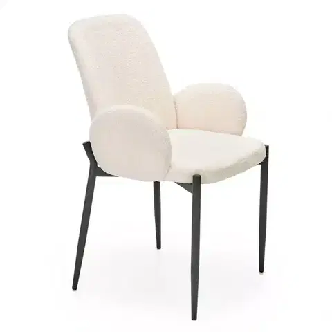Čalúnené stoličky Stolička K477 tkanina boucle/kov krém 58x58x89
