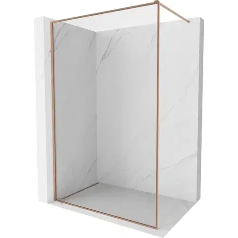 Sprchové dvere MEXEN/S - Kyoto-XF Sprchová zástena WALK-IN s rámom 50 x 202, transparent 10 mm, meď kartáčovaná 800-050-104-65-00-X
