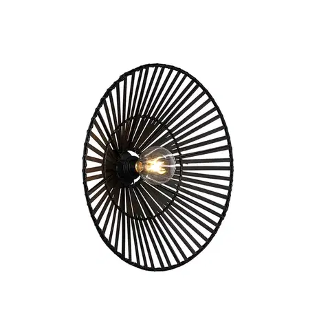 Nástenné osvetlenie Orientálna nástenná lampa čierna bambus - Pua