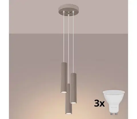 Svietidlá BRILAGI - LED závesný luster CRESTO 3xGU10/10W/230V taupe BR.1775