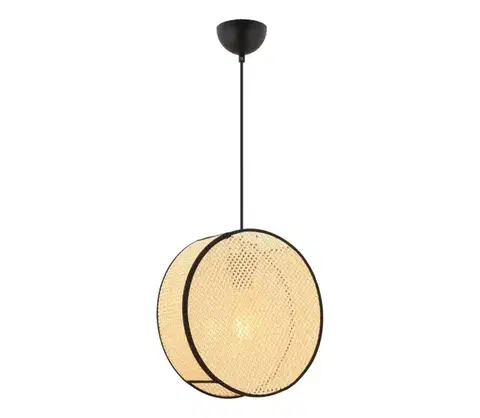 Svietidlá  Závesné svietidlo BIG DRUM s lankom 1xE27/60W/230V, béžová/čierna 390FLH2523